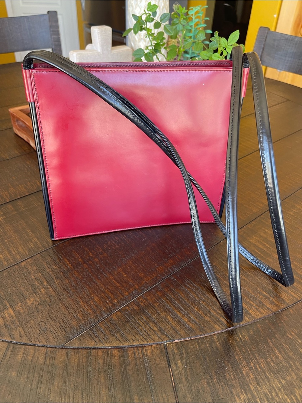 Puro Cuero Red Leather Bag with Black Strap